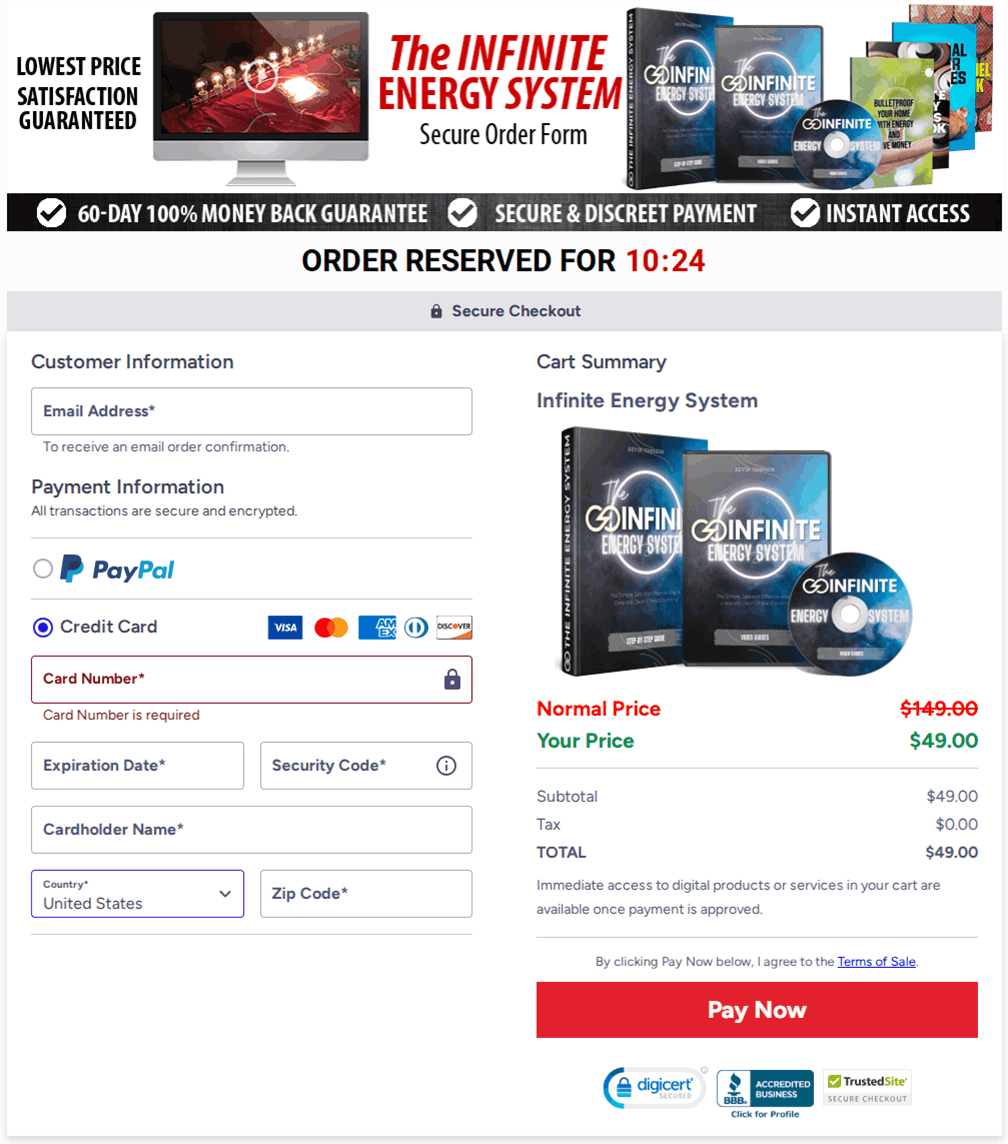 The Infinite Energy System Checkout